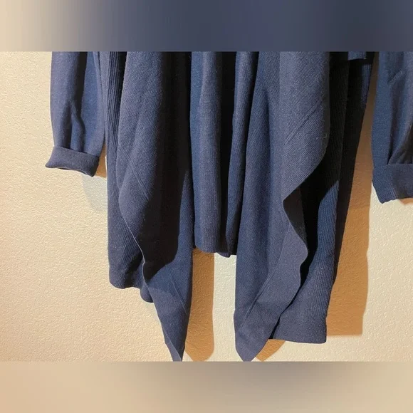 Theory Midnight Blue Women's Draped Cardigan with Pockets - Picture 4 of 8